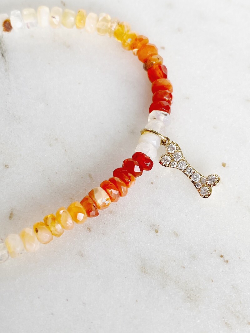 SYDNEY EVAN Dog Bone on Fire Opal Faceted Bracelet