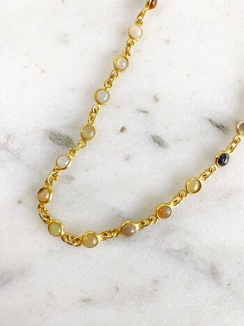 SENNOD Multi color Ethiopian Opal Necklace