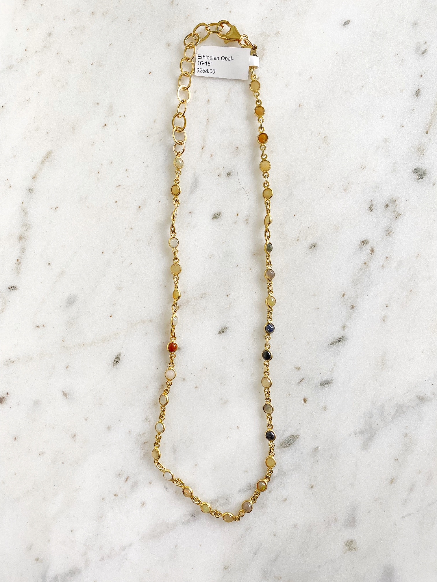 SENNOD Multi color Ethiopian Opal Necklace