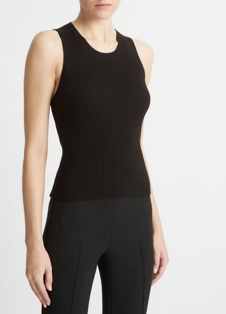 VINCE Ribbed High-Neck Sweater Tank -