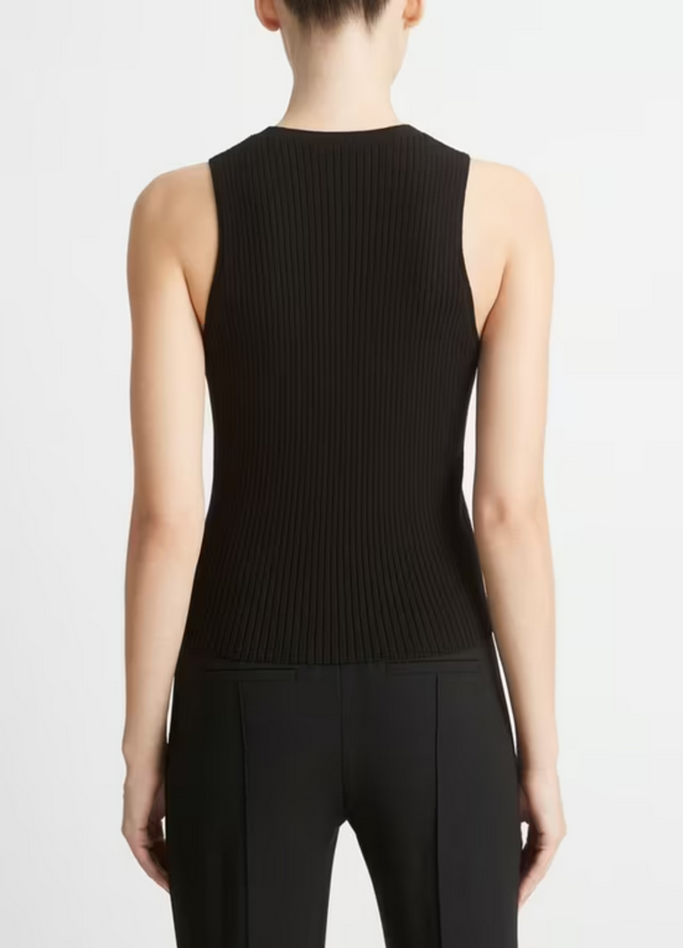 VINCE Ribbed High-Neck Sweater Tank -