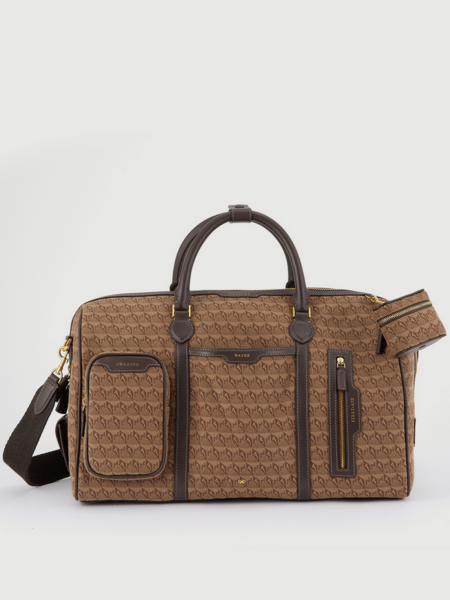 ANYA HINDMARCH Inflight AH Logo Bag - Dark Earth & Beige Jacquard