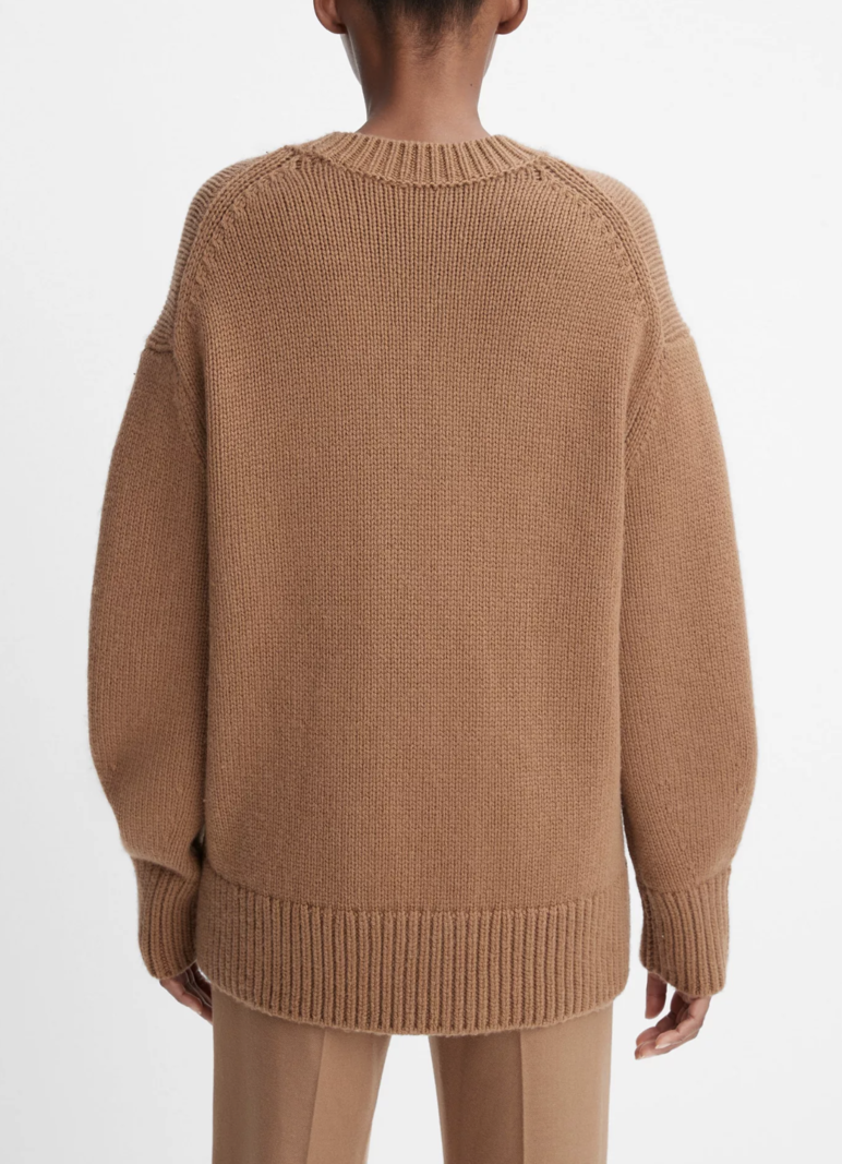 VINCE Wool Cashmere Boyfriend Crew Sweater - Mink