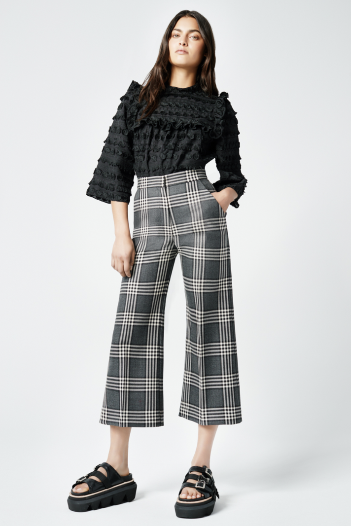 SMYTHE Wide Leg Culotte - Charcoal Plaid