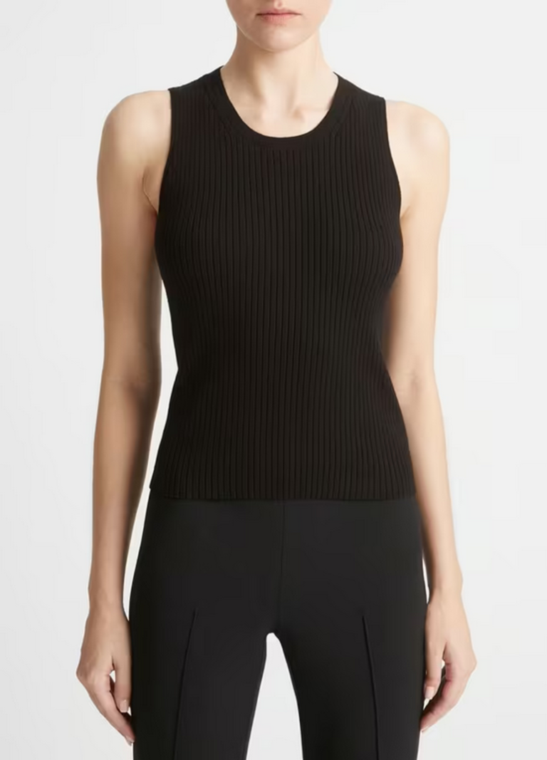 VINCE Ribbed High-Neck Sweater Tank -