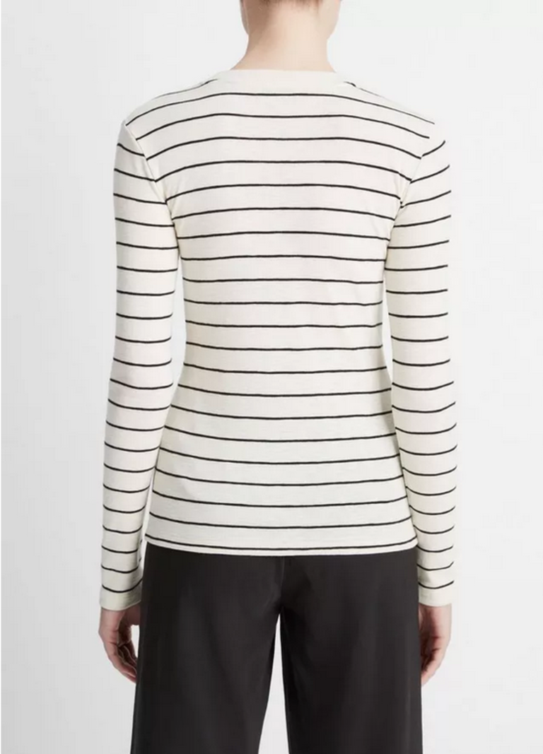 VINCE Striped Long Sleeve T Shirt - Black Combo