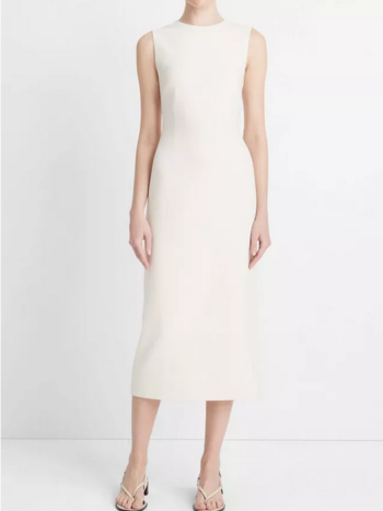 VINCE Crew Neck Sheath Dress - Off White