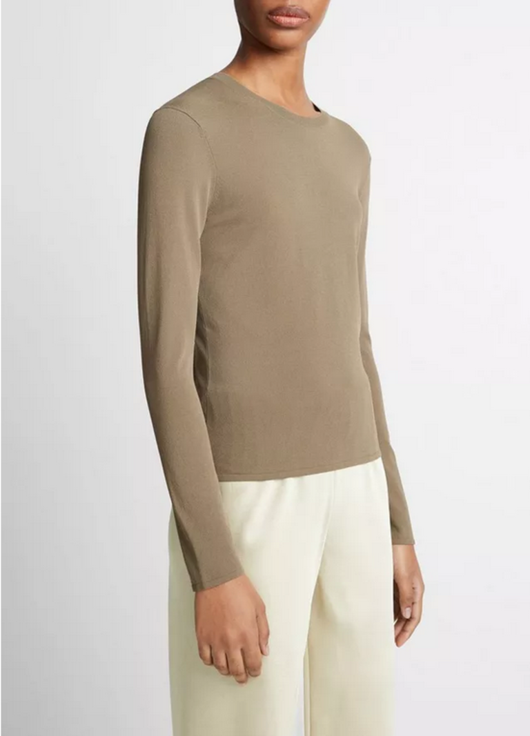 VINCE Clean Fit Crew Sweater - Oak Moss