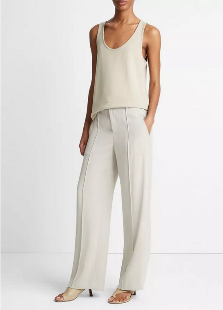 VINCE Crepe Wide Leg Utility Pant - Sepia