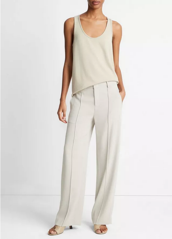 VINCE Crepe Wide Leg Utility Pant - Sepia