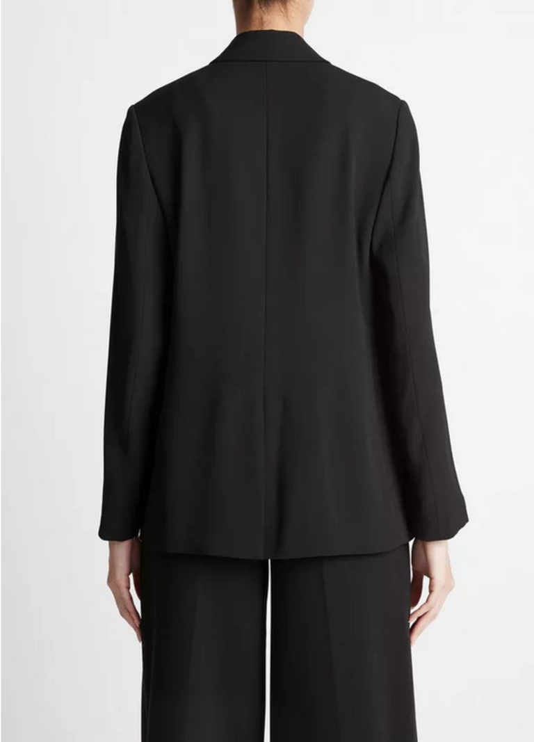 VINCE Crepe Double Breasted Blazer - Black