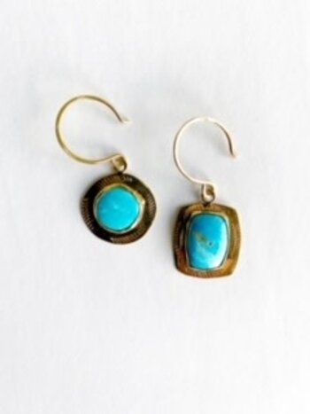 SHANNON JOHNSON Turquoise Cripple Creek Square/Round Earrings