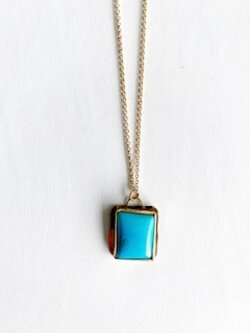 SHANNON JOHNSON Turquoise Square Sleeping Beauty Necklace