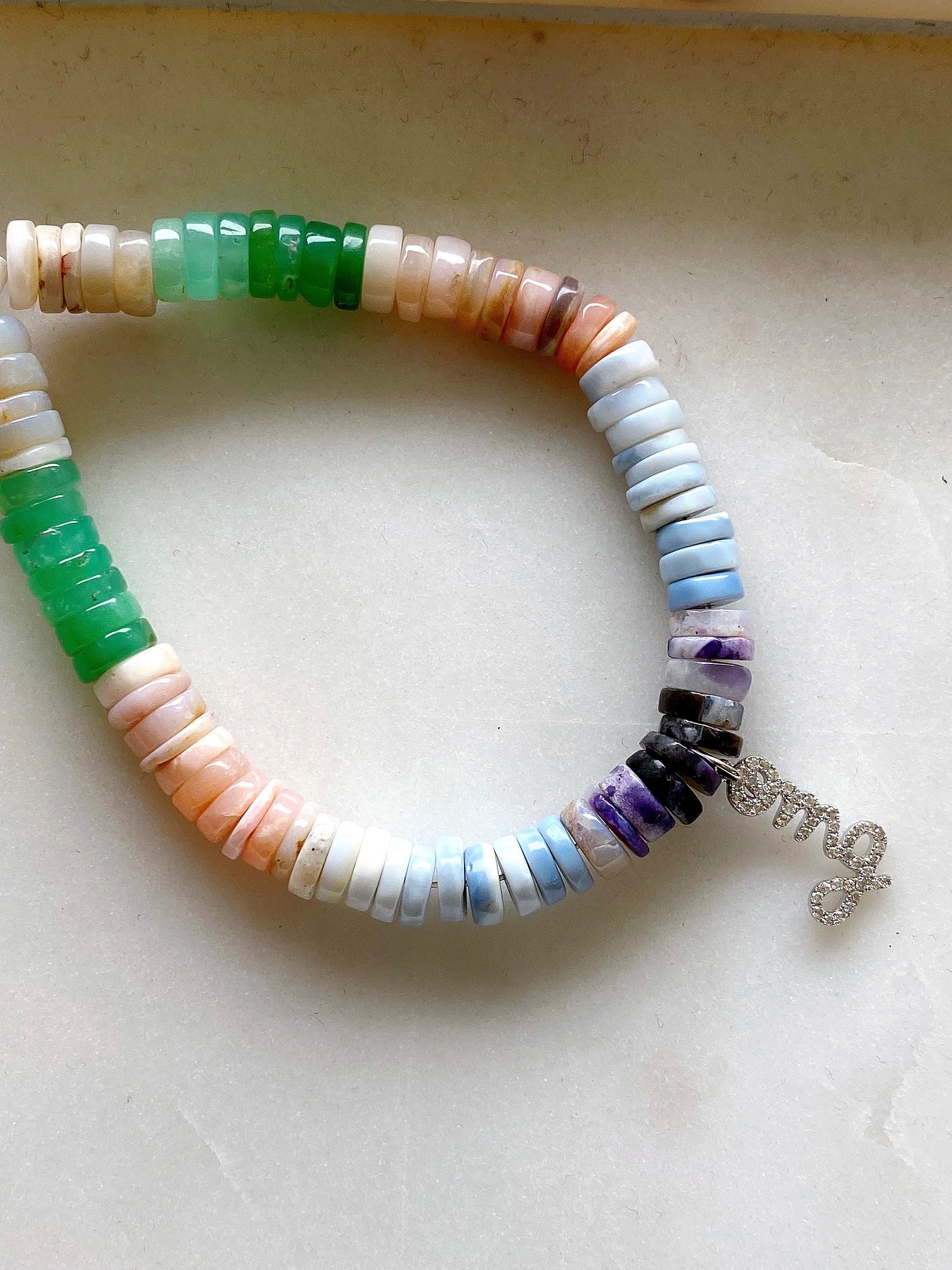 SYDNEY EVAN White Gold OMG on Mixed Opal Bracelet