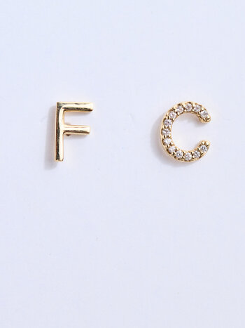 Diamond Single Initial Stud Earring