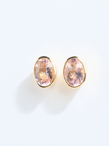 302 COLLECTION 14K Bezel Oval Morganite Stud Earrings