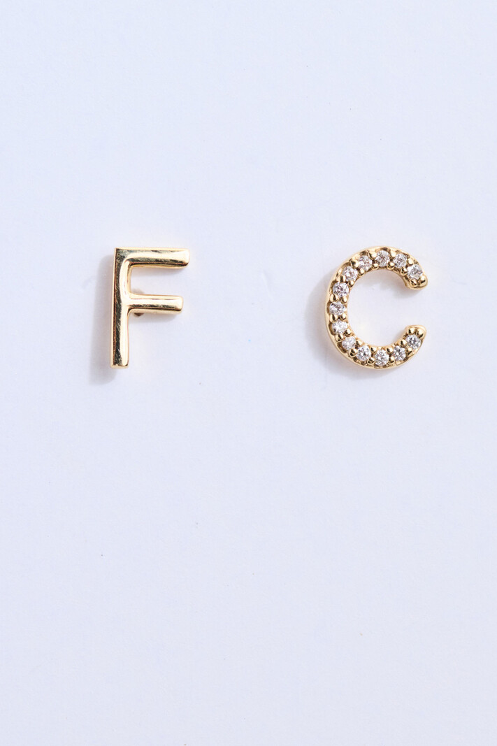 302 COLLECTION Single Initial Stud Earring