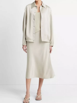 VINCE Shiny Snap Front Jacket - Light Sepia