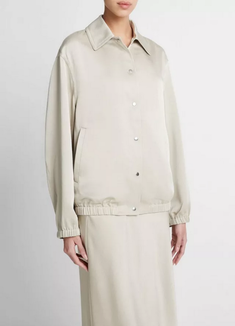 VINCE Shiny Snap Front Jacket - Light Sepia