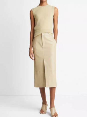 VINCE Leather Trouser Skirt - Seed