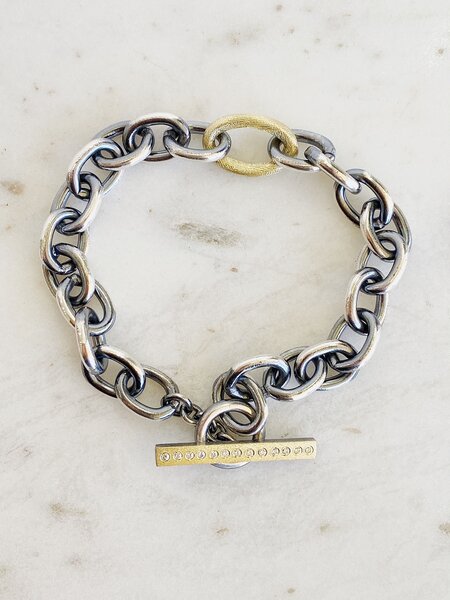RENE ESCOBAR Diamond Toggle Silver Bracelet
