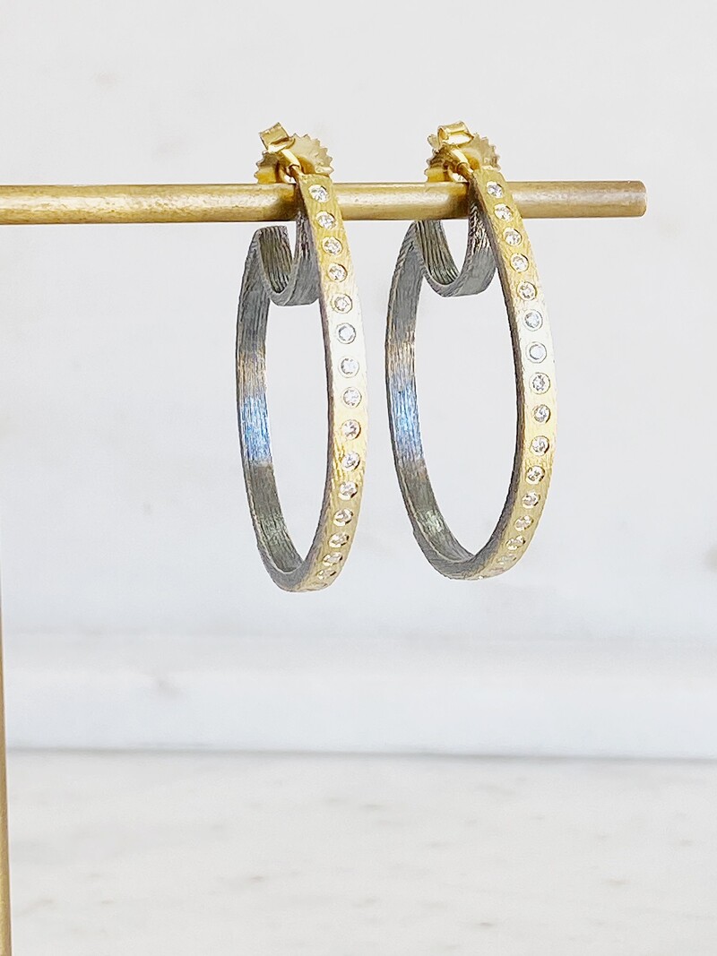 RENE ESCOBAR Mina Two-Tone Diamond Hoop Earrings