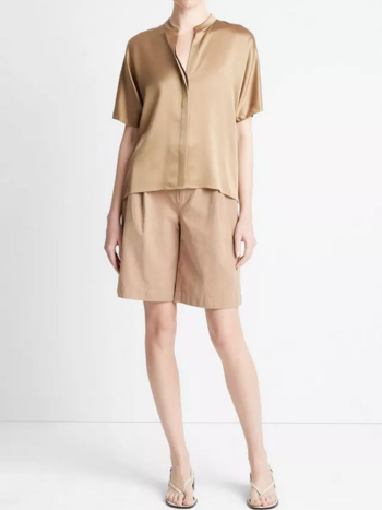 VINCE Silk Dolman Short Sleeve Blouse - Cocoon