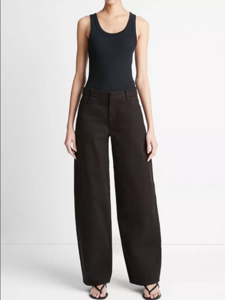 VINCE Washed Cotton Twill Wide Leg Pant