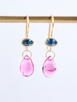 MALLARY MARKS Blue Sapphire with Rubellite Briolette Apple and Eve Earrings