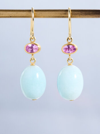MALLARY MARKS Pink Sapphire & Mint Green Aragonite Apple and Eve Earrings