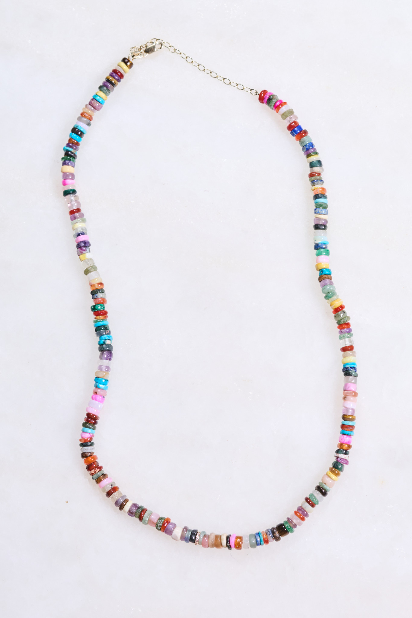 SYDNEY EVAN Diamond Rondelle on Rainbow Heishi Necklace
