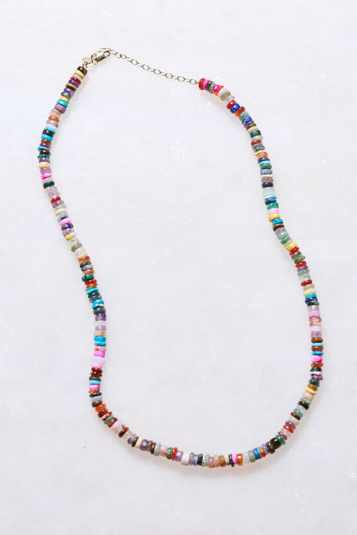 SYDNEY EVAN Diamond Rondelle on Rainbow Heishi Necklace