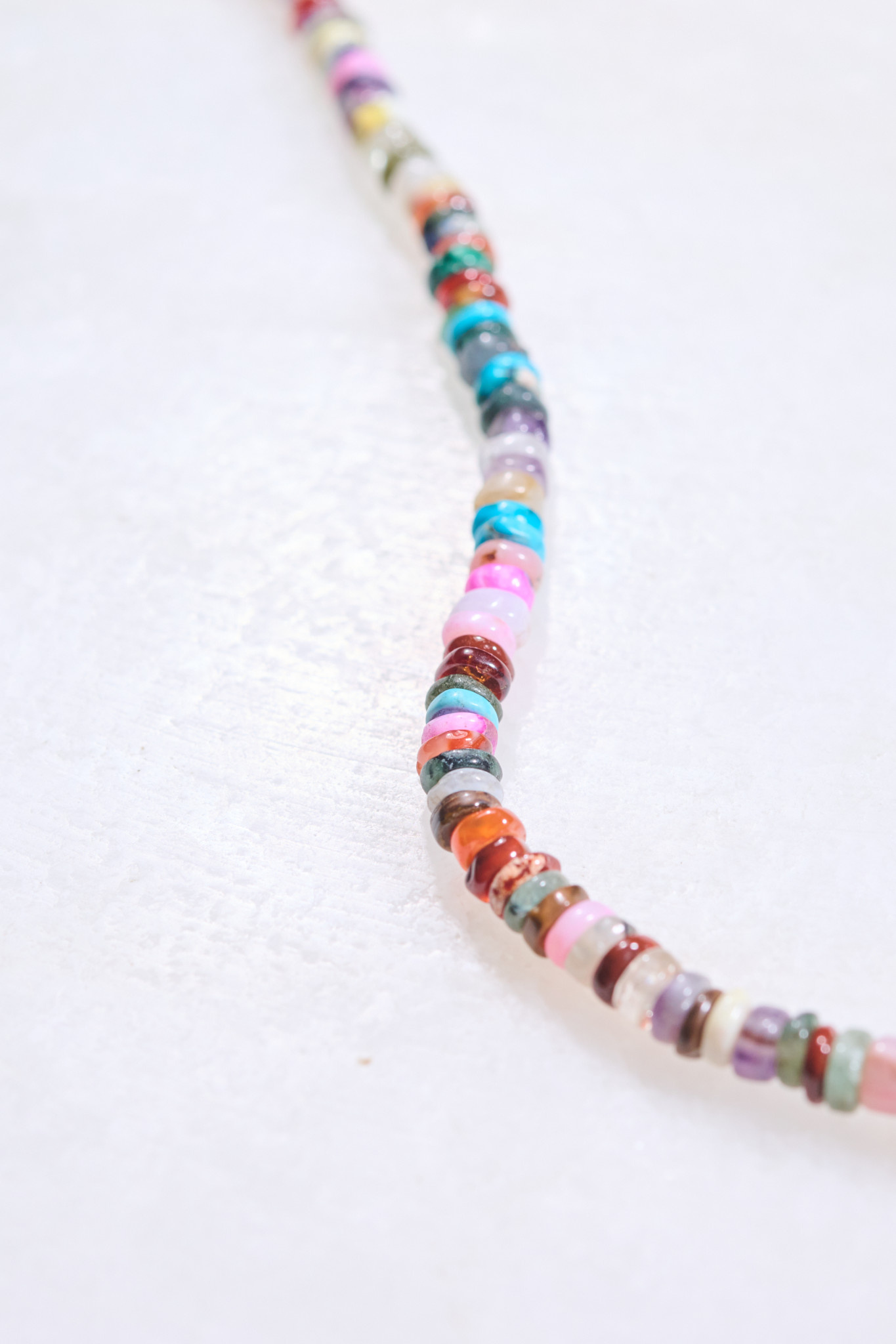 SYDNEY EVAN Diamond Rondelle on Rainbow Heishi Necklace