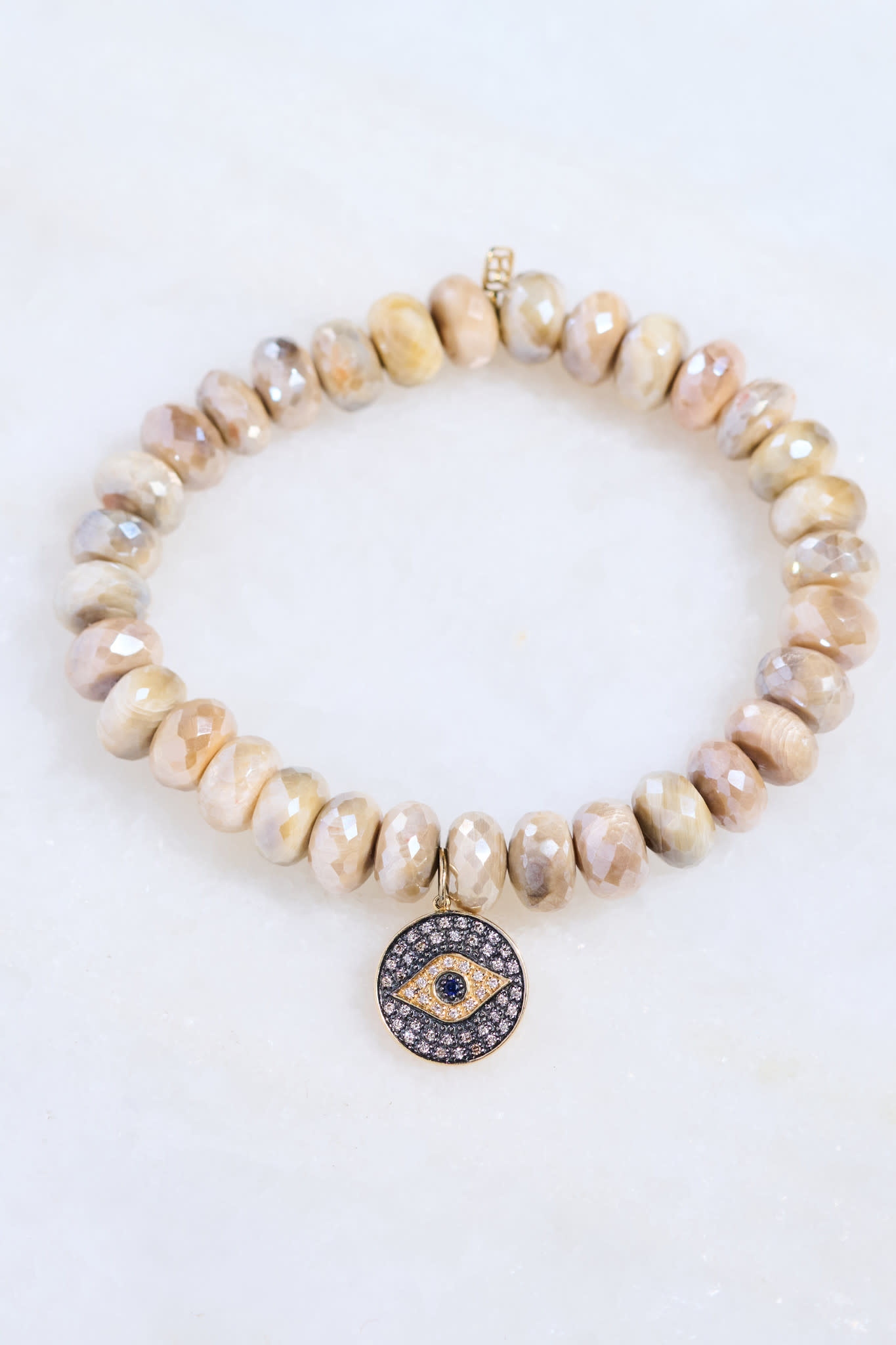 SYDNEY EVAN Eye Disc Medallion on Golden Moonstone Bracelet