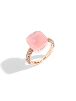 POMELLATO Maxi Nudo Rose Quartz and Brown Diamond Ring