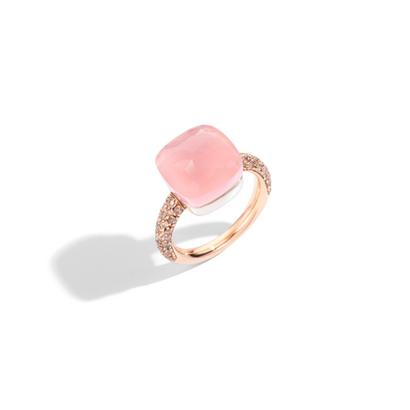 POMELLATO Maxi Nudo Rose Quartz and Brown Diamond Ring