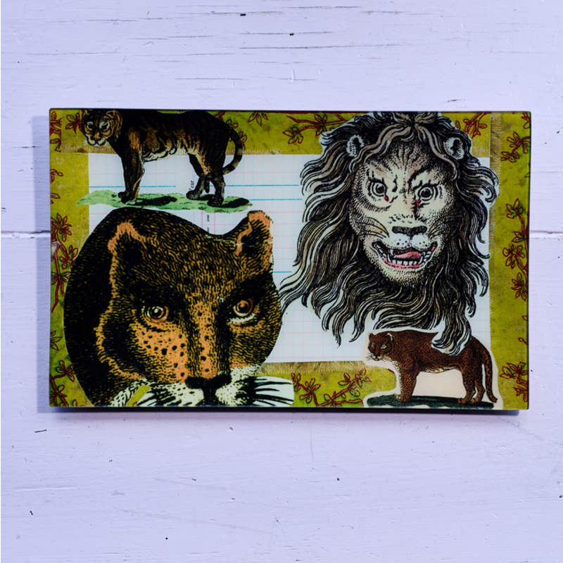 JOHN DERIAN Lion OOAK 10 x 16" Rect. Tray