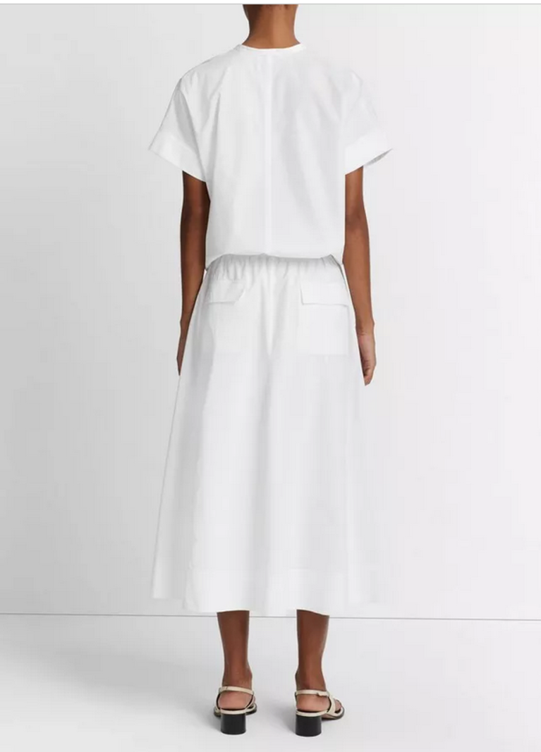 VINCE Cotton Zip-Pocket Utility Skirt - Optic White