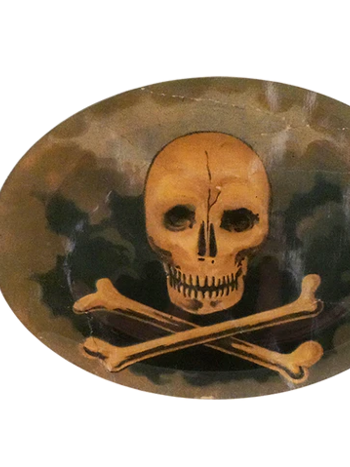 JOHN DERIAN Iconic Painted Skull & Crossbones 10 x 14" Oval
