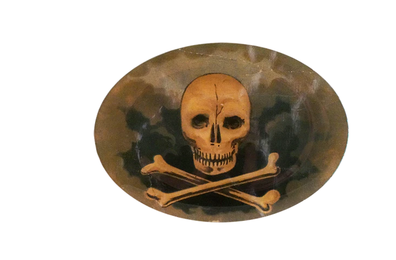 JOHN DERIAN Iconic Painted Skull & Crossbones 10 x 14" Oval