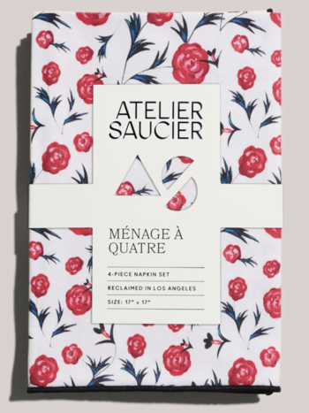 Atelier Saucier Rose Rouge Napkins - Set of 4