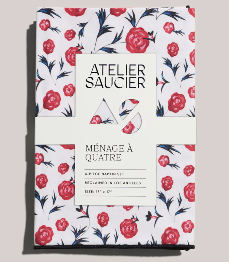 Atelier Saucier Rose Rouge Napkins - Set of 4