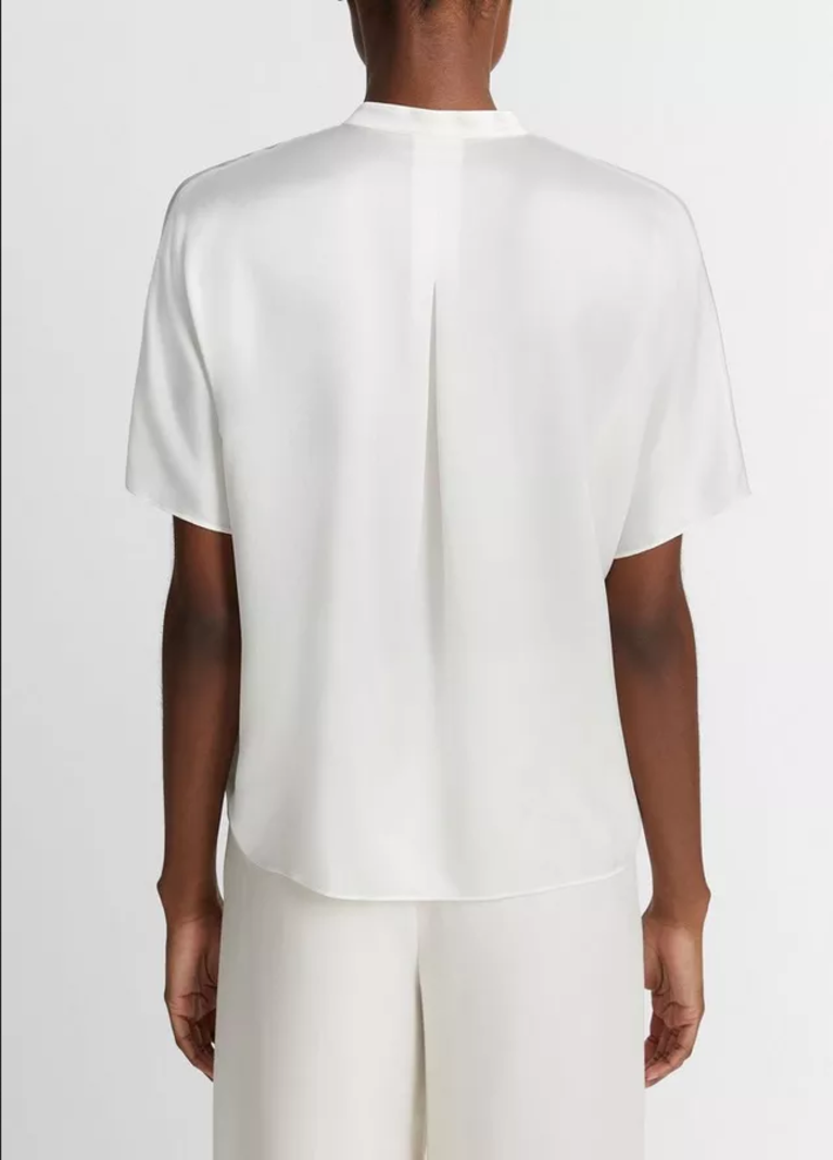 VINCE Silk Dolman Short Sleeve Blouse - Off White