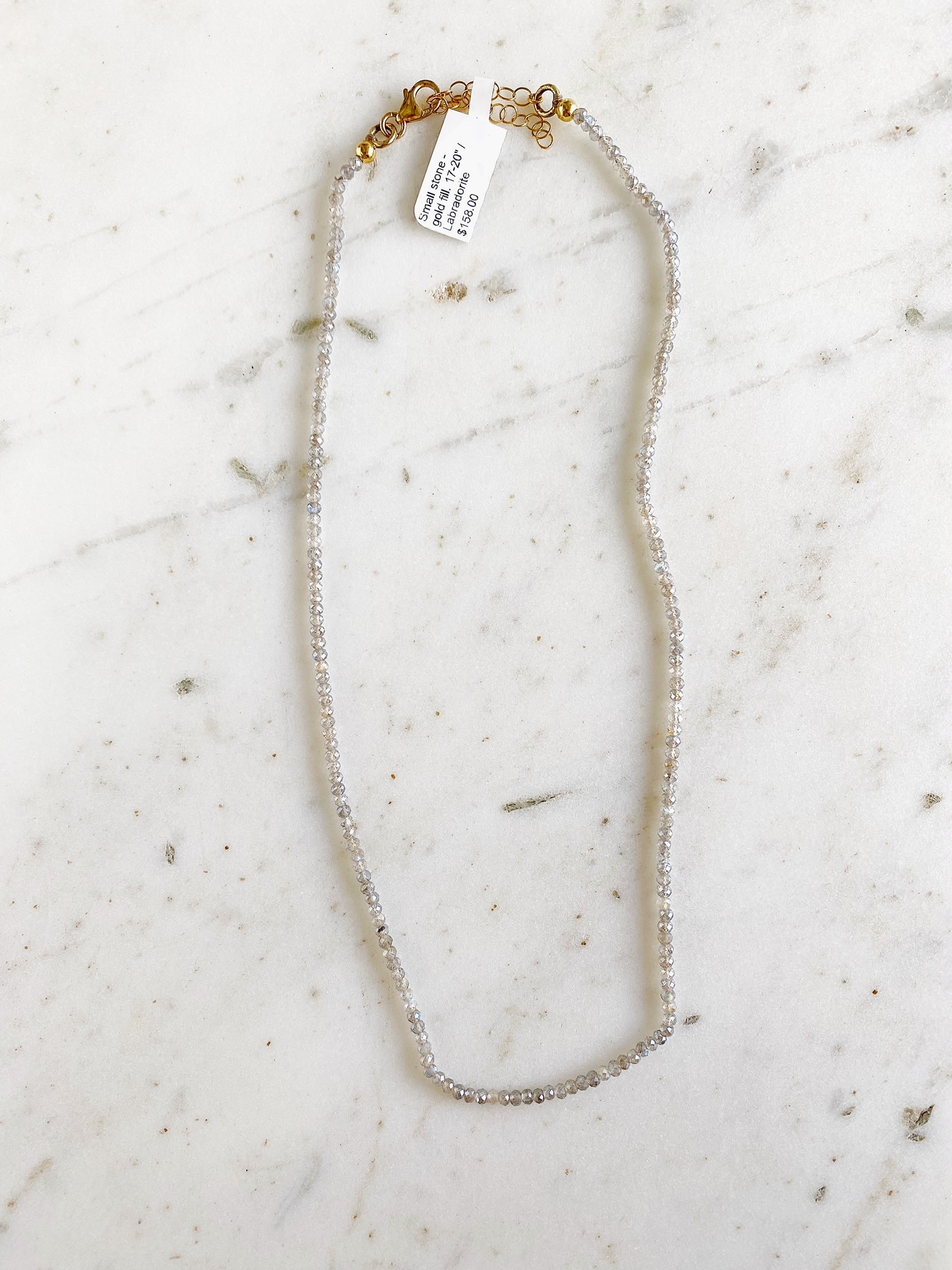 SENNOD Small Labradorite Beaded Necklace 17-20"