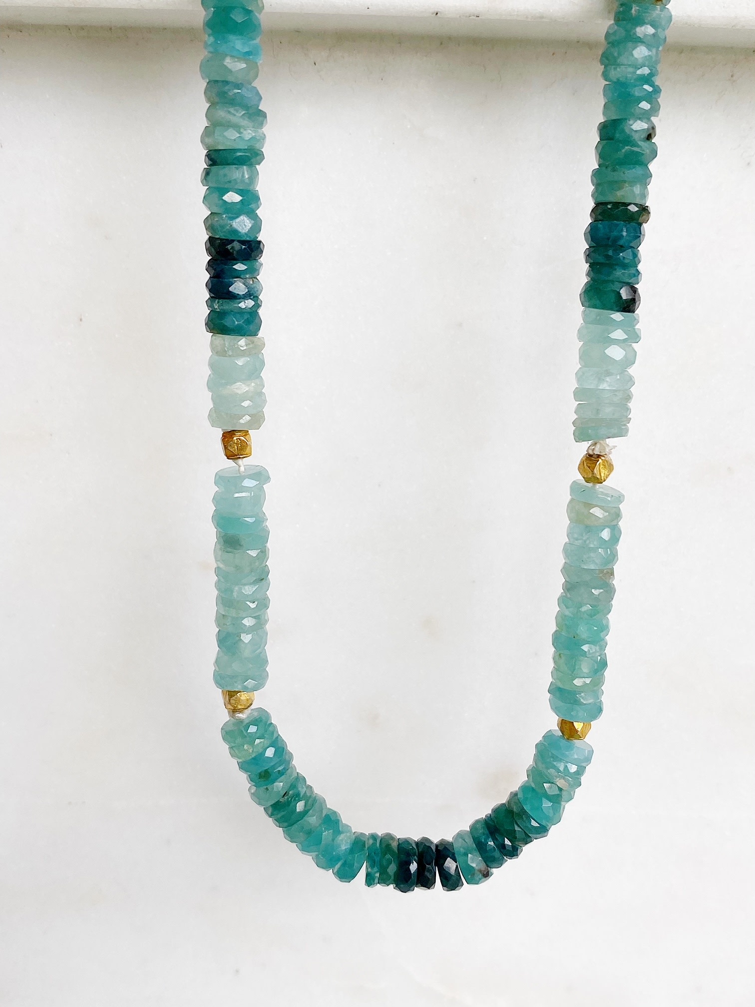 SENNOD Grandidierite & Gold Nugget Necklace