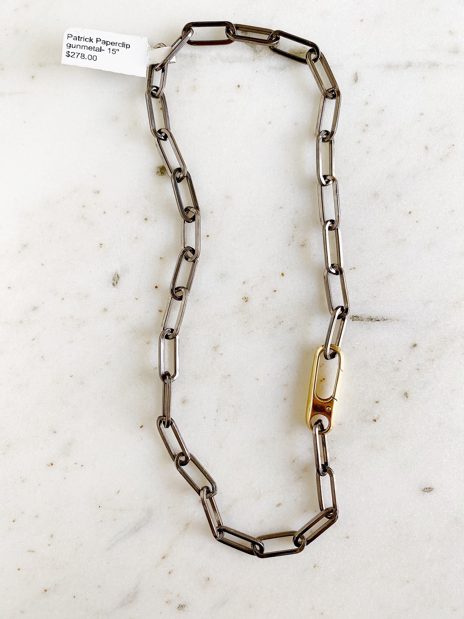 SENNOD Patrick Gunmetal Paperclip Necklace