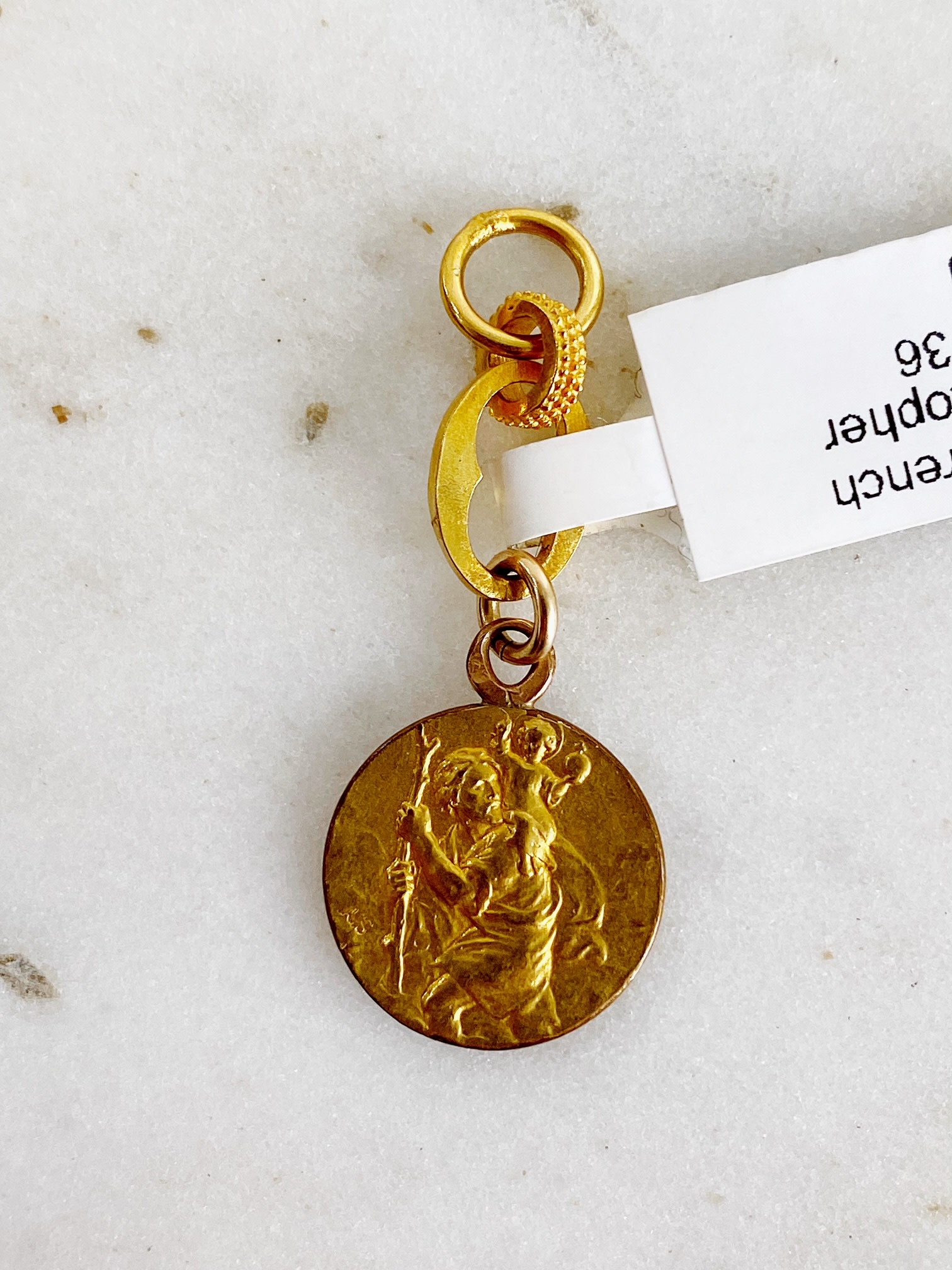 SENNOD Antique French St. Christopher Medal Vignette