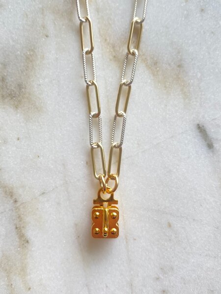 SENNOD Torri Two-Tone Paperclip Vignette Chain