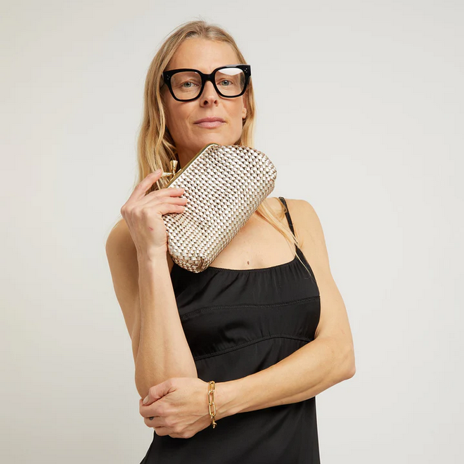 ANYA HINDMARCH Small Maud Tassel Clutch - Light Gold Metallic