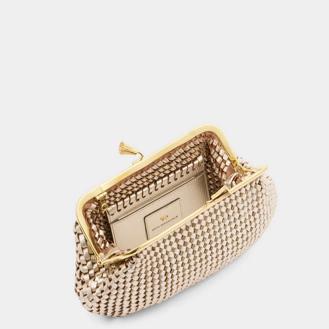 ANYA HINDMARCH Small Maud Tassel Clutch - Light Gold Metallic